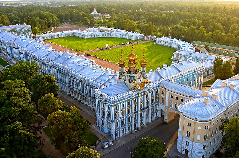 aerial view catherine palace in tsarskoye selo