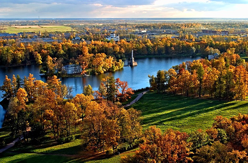 aerial view of catherine park in tsarskoye selo